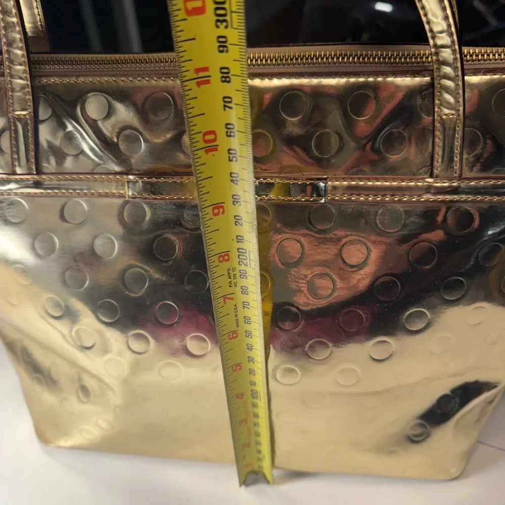 Retro Kate Spade New York Gold Metallic Tote Bag Purse RARE Handbag - Picture 15 of 16